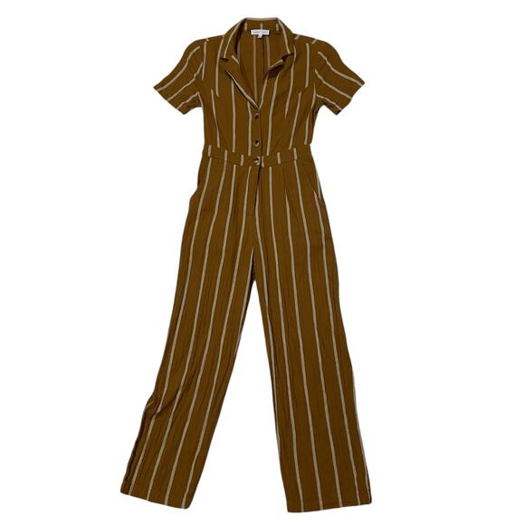 Emory Park Tailored Pinstripe Jumpsuit - Mustard - XS - Picture 15 of 16